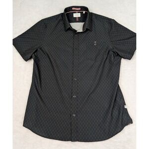 7Diamonds Shirt Men's L Black 4 Way Stretch Diamond Print Button Up